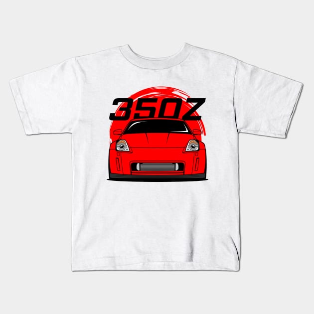 Red 350Z JDM Kids T-Shirt by GoldenTuners